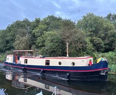 52' Sagar Marine widebeam barge for off grid living