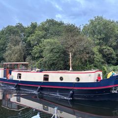 52' Sagar Marine widebeam barge for off grid living