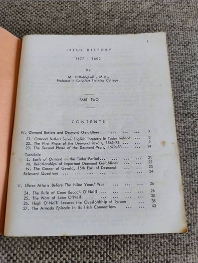 Irish History 1477 to 1603 by M O Dubhghaill 1970 in good condition with some signs of wear on the cover 136 pages FREE STANDARD POSTAGE INCLUDED