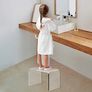 Clear Acrylic U Shaped End Table, Transparent Perspex Plastic Shower Stool, Stylish Modern Coffee Table with Rounded Edges, Waterproof Shower Bench for Small Spaces Bedroom, Living Room (30 20 22cm) Image 3