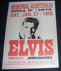 Elvis Presley-Memorial Auditorium,Buffalo,NY,Jan 21st 1956 concert poster repro