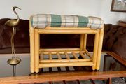 Sturdy Versatile Rattan and Bamboo Low Stool Footstool VGC