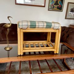 Sturdy Versatile Rattan and Bamboo Low Stool Footstool VGC