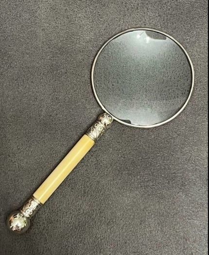 Sterling Silver frame ivory handle magnifier