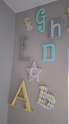 Alphabet wooden wall art.