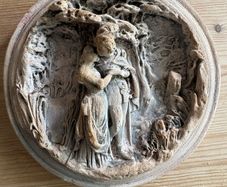 Antique Meerschaum hand sculpted circular plaque