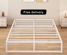 Small Double Bed Frame 120x190 cm Metal Platform Bed Small Double with Steel Slat Support