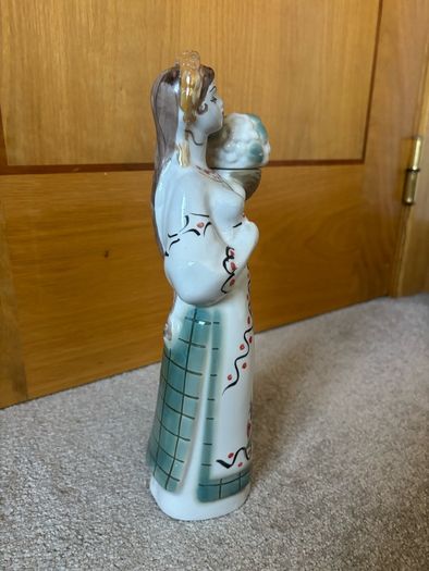 Vintage Porcelain Figurine Hand Painted Bottle Decanter