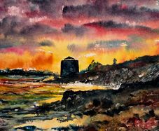 Sutton Martello tower watercolour