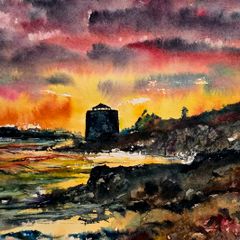 Sutton Martello tower watercolour