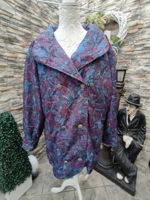 vintage Panache 80s purple floral coat large
