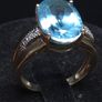 Vintage 9ct Gold Large Blue Topaz Statement Ring Size 55 Image 3