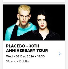 Placebo tickets