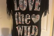 Canda Black fringe slogan top size M UK14/16 EU42/44 Postage included