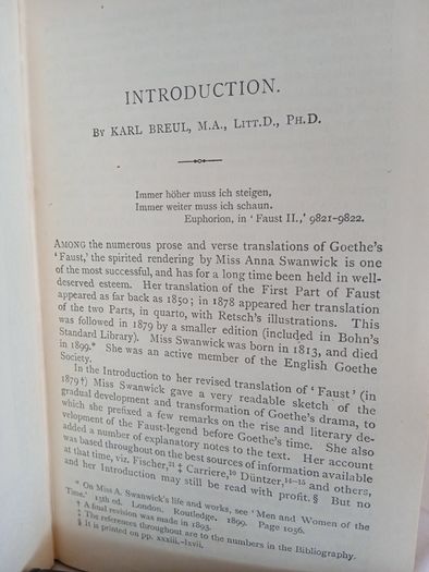 Goethe's Faust Translated by Anna Swanwick. Edited, With Introduction and Bibliography by Karl Breul (GT964)