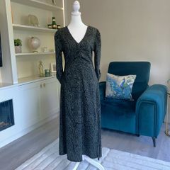 Ladies Long Sleeved Khaki Green & Black Leopard Print Dress from Primark