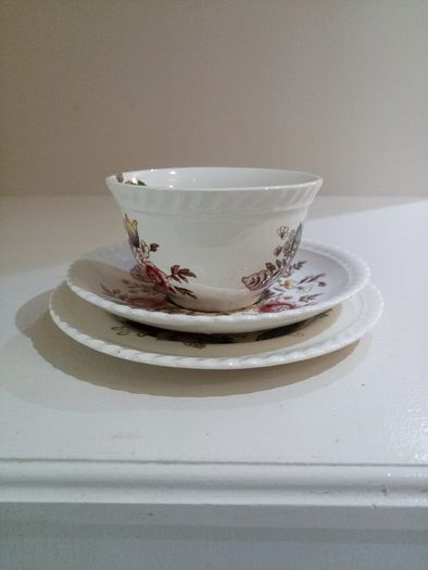 Vintage Tea Trio / Set Windsor Ware Johnson Brothers, Garden Bouquet