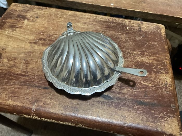 Stainless steel + Cobalt blue vintage condiment dish