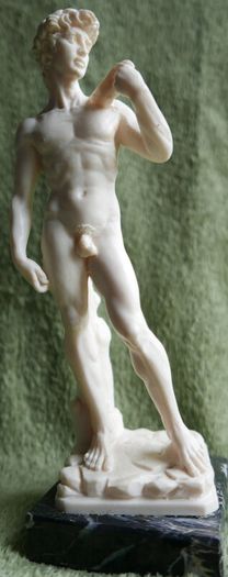 Vintage Sculpture of Statue of David in Resin by A. Santini Italy Male Nude Vintage  Italy 1960