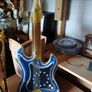 Vintage Blue Neon Light Clock Guitar Image 3