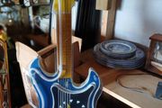 Vintage Blue Neon Light Clock Guitar
