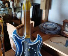 Vintage Blue Neon Light Clock Guitar
