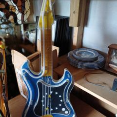 Vintage Blue Neon Light Clock Guitar