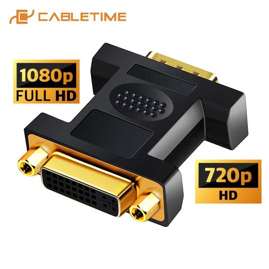 Cabletime DVI (Female) to VGA (Male) Gold-Plated Converter Adapter (Brand New/Warranty)
