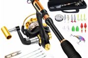 Fishing Spinning Rod and Reel Combo set Carbon Fiber Fluorescent Rod Tip, with Fishing Lures Line Carrier Bag Kits for Travel Surf Saltwater Freshwater