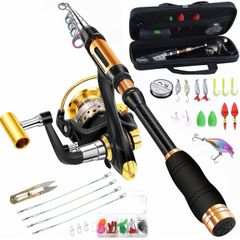Fishing Spinning Rod and Reel Combo set Carbon Fiber Fluorescent Rod Tip, with Fishing Lures Line Carrier Bag Kits for Travel Surf Saltwater Freshwater