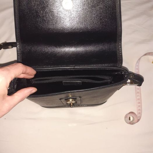 Black leather handbag