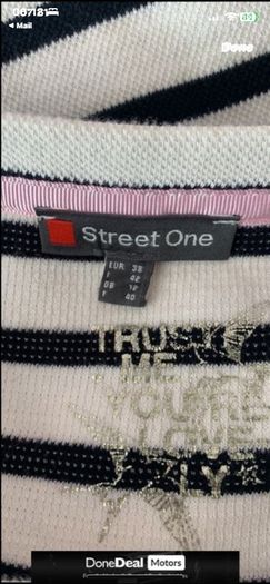 dress striped cream & navy dress size 12 street one brand