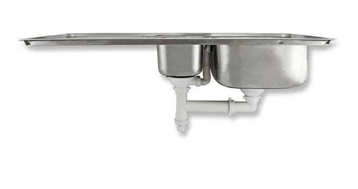 Stainless Steel Kitchen Sink Basin & Victoria Tap, Reversible, 105cm x 18cm x 50cm
