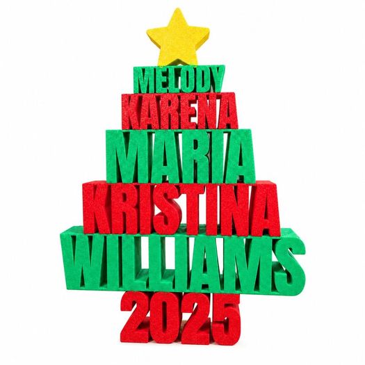 Personalised Family Names Christmas Tree 3D
