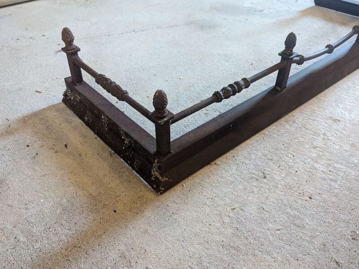 1960s Vintage Black Cast Iron Floor Fireplace Fender