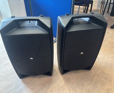 2 x Proel V12 Pro active speakers with covers