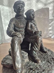 Rare Signed Jeanne Rynhart Bronze "Old Sailor & Boy" Limited Edition E/750