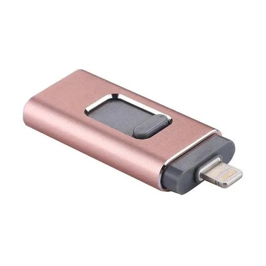 Easy Flash RQW-01B 3 In 1 USB 2.0 & 8 Pin & Micro USB 64GB Flash Drive Rose Gold