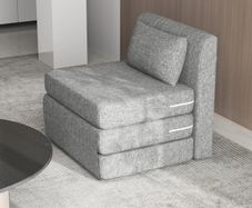 Sleeper chair, guest mattress, 3-fold foldable, compact, metal frame, 80x75x74 cm, Gray