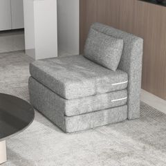 Sleeper chair, guest mattress, 3-fold foldable, compact, metal frame, 80x75x74 cm, Gray