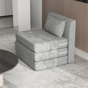 Sleeper chair, guest mattress, 3-fold foldable, compact, metal frame, 80x75x74 cm, Gray