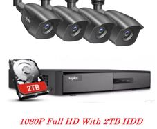 SANNCE Security Camera System, 8 Channel 1080N H.264+ Hybrid DVR Recorder + 4 x 1080P HD Outdoor Weatherproof Bullet Camera & 2TB HDD
