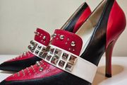 Lodi pumps high heel courts red black &amp; white studded RRP 205 euro new &amp; boxed size 3.5 UK 36 EU sale