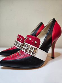 Lodi pumps high heel courts red black & white studded RRP 205 euro new & boxed size 3.5 UK 36 EU sale
