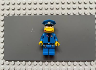 lego simpsons sim023 Chief Wiggum minifigure with Dark Pink Frosting Splotches on Face and Shirt