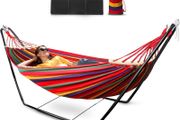 Hammock  Adult Beach Travel with Stand Double 2 person Hammock with Frame Steel Stand Indoor Outdoor Garden Camping Chair Swing 330lbs Load with Portable Carry Bag