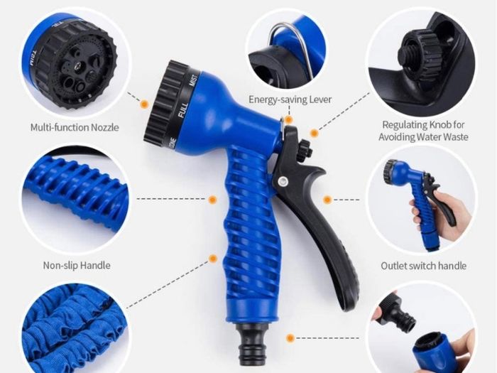 100Ft Expandable Garden Hose Pipe,Flexible Expanding Magic Hose with 3/4", 1/2" Fittings,Garden Hose with 7 Function Spray Nozzle (FREE POSTAGE)