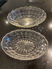 vintage  mid 20th century glass starburst dishes price for both