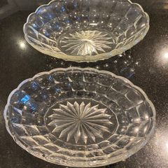vintage  mid 20th century glass starburst dishes price for both
