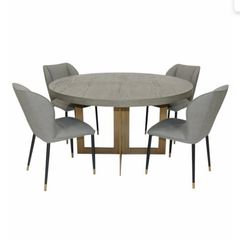 Mindy Browns Round table seats 6 comfortably